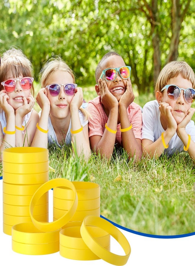 Bouiexye مجموعة أساور مطاطية صفراء من Bouiexye، 60 قطعة، مناسبة للجنسين، مثالية للفرق الرياضية والحفلات والألعاب والديكورات العصرية. - Image 3